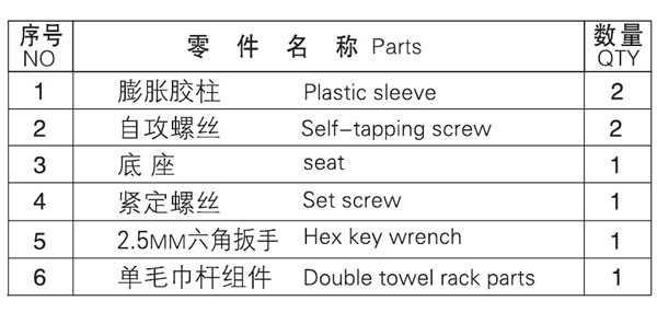 HF-92102-24單毛巾?xiàng)U零件名稱